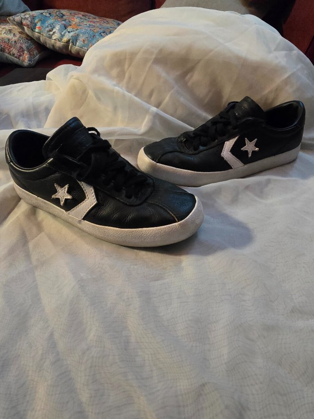Converse Size 6.5 Star Breakpoint Chevron Black Leather Low Top Sneakers Unisex